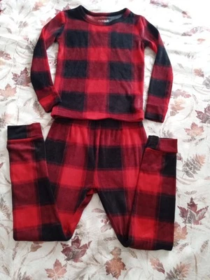 Cat & Jack Unisex Plaid Velour Sleepwear Set Kids Size 6 - Image 1 of 2