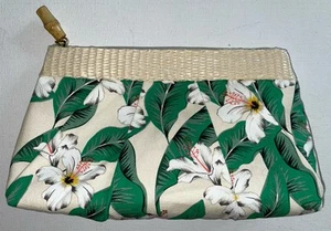 Estee Lauder Makeup Bag Clutch Zipper Bamboo Toggle Hibiscus Tropical Floral - Picture 1 of 6