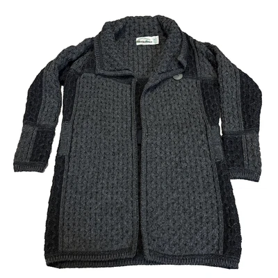 Cárdigan suéter gris largo de lana merino talla L Aran Crafts para mujer Foto 1 de 4
