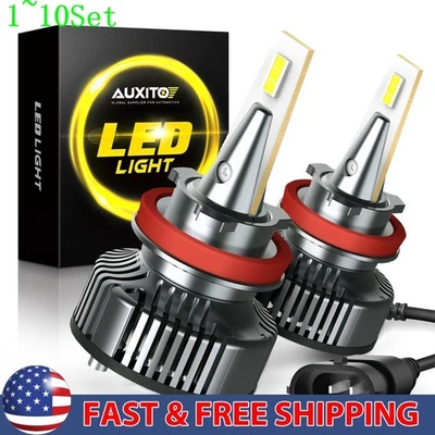 AUXITO H8 H11 LED Bulb Headlight Hi Low Beam 6000K Error Free CANBUS 1-10Set - Image 1 of 4