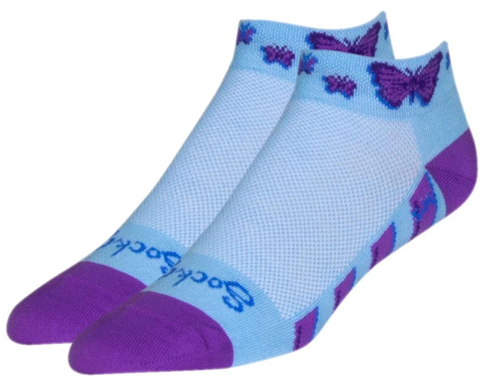 SockGuy Flutterby Classic Socks - Light Blue Lightweight Synthetic