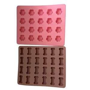 Juego de moldes de silicona con estampado de pata y hueso de perro, bandeja para hornear dulces chocolate - Imagen 1 de 4