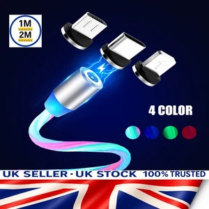 3‑in‑1 Magnetic LED Charger Cable – Fast Charging USB 2.4A | USB‑C • Micro‑USB • - Picture 1 of 16