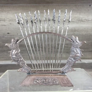 Horquillas y soporte dragón vietnamita de plata esterlina 900 aperitivos - Imagen 1 de 13