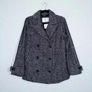 Neu mit Etikett American Eagle schwarz & weiß Fischgrätmuster zweireihiger Peacoat Größe Small - Bild 1 von 7