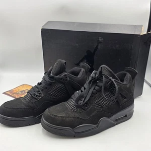 Scarpe da basket Nike Jordan Air 4 retrò nere gatti Mid-top retrò taglia UK 4 - Foto 1 di 21