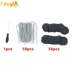 50 Pcs 6In Easy To Mount Galvanized Landscape Pins Staples W/ Gasket Washer Caps - Picture 1 of 11