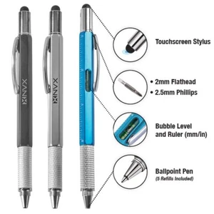 NVX NAPEN3PK 6 in 1 Multifunction Tool Pen 5 Refills 3 Pack Black Blue Silver - Picture 1 of 8