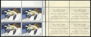 UNITED STATES 1977 Hunting Permit $5 Ross's Geese-Sc#RW44-Blk x4-MNH OG - Picture 1 of 3