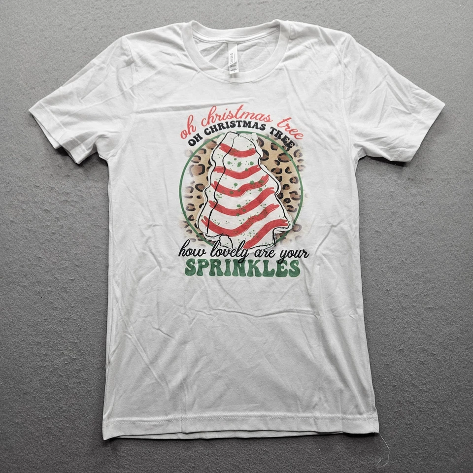 Canvas Women's Small White Oh Christmas Tree Graphic Printed T-Shirt. - Изображение 1 из 4