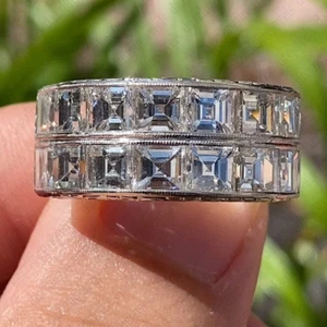 5.50Ctw Asscher Moissanite Vintage Style Engagement Ring in Solid 950 Platinum - Picture 1 of 13