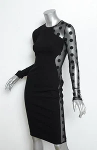 STELLA McCARTNEY Damen Bodycon-Kleid schwarz gepunktet "illusion" transparent 36/0 XS - Bild 1 von 7