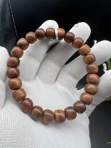 10×9mm Chinese Hainan Huanghuali Preyer Buddha Beads Bracelet 海南黄花梨鼓珠手串 - Picture 1 of 12