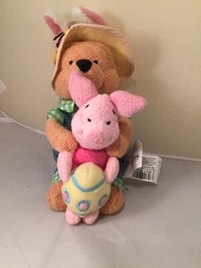 WINNIE THE POOH W/ PIGLET & EGG 6" Stuffed Animal TOY Walt Disney Store EASTER - Picture 1 of 8