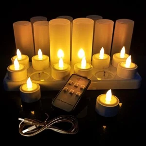 Wiederaufladbare LED Kerzen 12Stk Flammenlose LED Batteriebetriebene Flackern... - Bild 1 von 9