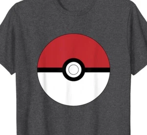 Pokemon T-Shirt Poke Ball Adult Classic Red & White Logo Dark Gray New XL - Picture 1 of 6