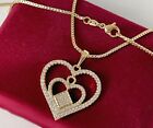 Necklace Double Heart Zirconia Pendant 585 Gold 14K Gold Plated Yellow Gold