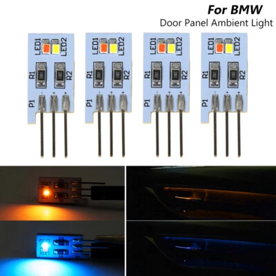 4x Orange/Ice Blue LED Door Panel Ambient Lamp For BMW X1 F48 M4 F10 F30 F32 F36 - Image 1 of 4