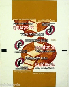 Vintage bread wrapper PEPPERIDGE FARM SANDWICH Norwalk Conn 1961 unused n-mint - Picture 1 of 2