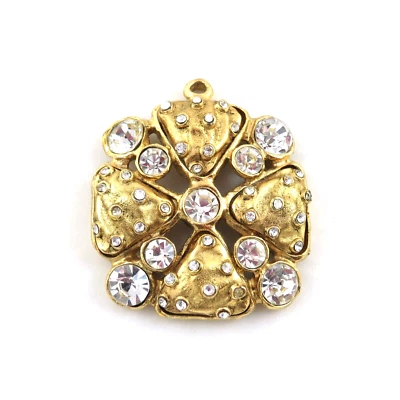Colgante Cruz Chanel Vintage Chapado en Oro Cristales Transparentes Foto 1 de 4