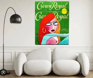 BIG Pop Art CROWN ROYAL NUDE Upcycled 17 X 21 PAINTING SWARTZMILLER DNA signed - Picture 1 of 24