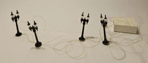 Department 56 Heritage Village Double Street Lamp Post Set of 4 #59960 w/o Box - Picture 1 of 3