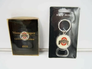Ohio State Buckeyes Key Chain/Bottle Opener & Leather Money Clipper/Card Holder - Picture 1 of 9