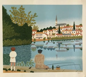 LEDAN François dit FANCH - Estampe - Lithographie - La pêche - Imagen 1 de 1