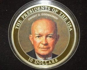 LIBERIA 2006 USA PRESIDENTS DWIGHT D. EISENHOWER IKE $10 COLOR GEM PROOF ~Li11 - Picture 1 of 2