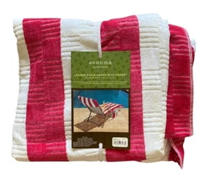 Sonoma Sessel Frottee Bezug mit Tasche weiß und fuchsia NEU - Bild 1 von 3