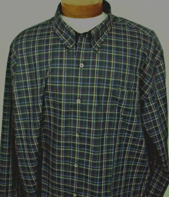 3X Big and Tall Saddlebred Button Front Long Sleeve Shirt Navy Plaid NWT Men New - Image 1 of 4