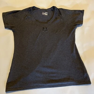 Camiseta Under Armour M Heat Gear Semi Ajustada Gris Manga Corta Mujer’s Run Top Foto 1 de 4