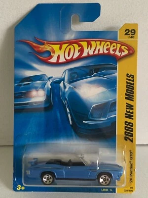 2008 HOT WHEELS #029/196 NEW MODELS #29/40 '70 PONTIAC GTO BLUE 1:64 3+ - Image 1 of 4