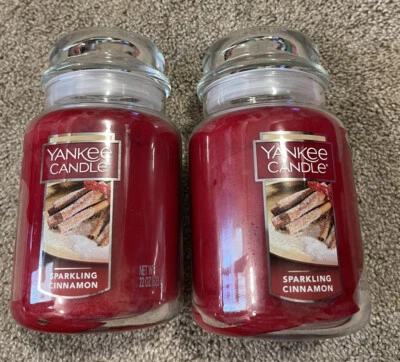 " SPARKLING CINNAMON " SET OF 2- NEW YANKEE CANDLE LARGE JARS 22OZ - Image 1 of 3