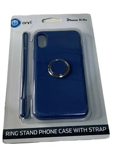 ONN Ring Stand Phone Case with Strap for iPhone X/XS color Blue Brand New - Picture 1 of 4