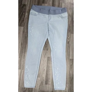 Liz Lange Maternity Womens Size Medium Skinny Pull On Denim Blue Jeans Jeggings - Picture 1 of 11