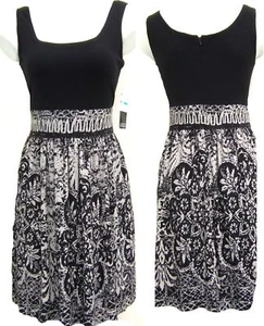 $118NWT AdriannaPapell VersatileBlackTop Print Skirt s8 - Picture 1 of 1