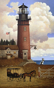Charles Wysocki DADDY'S COMING HOME Giclee Canvas #2