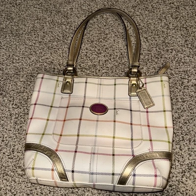 AUTHENTIC Coach Peyton Tattersall Multicolor Plaid Tote with Matching Wallet - Image 1 of 4