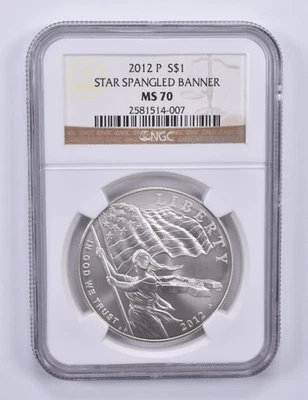 2012-P Star Spangled Banner Commemorative Dollar MS70 NGC Brown Label *5132 - Image 1 of 4
