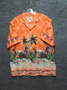 Camicia hawaiana vintage da uomo taglia L KYS pappagallo tavola da surf Aloha palm tree made in USA - Foto 1 di 5