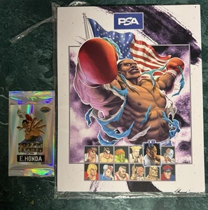 PSA 1 E Honda Silver Street Fighter 2 Promo Card Champion Edition + Magazine Lot - Picture 1 of 5