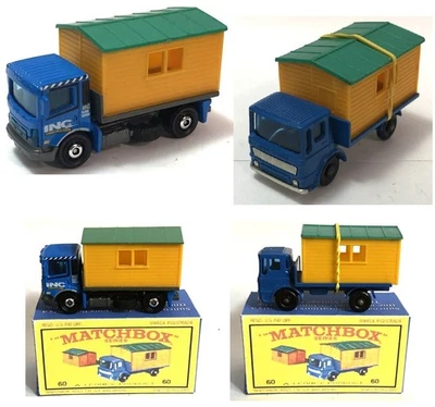 Como Nuevo De Colección Lesney Matchbox 60 Site Hut Truck y Moderno MB Sitio Hut Truck Par Foto 1 de 4