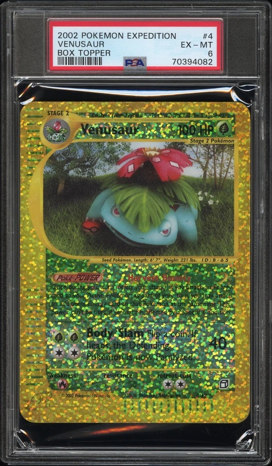 PSA 6 2002 POKEMON EXPEDITION BOX TOPPER #4 VENUSAUR HOLO PROMO JUMBO - Image 1 of 2