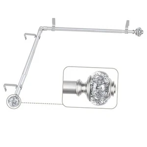 Corner Window Curtain Rod 36-72 Inch, 3/4 Inch Corner 36-72"(2 sided) Silver - Picture 1 of 7