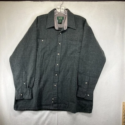 Vintage 90s Mens XL Gray Semi-Lined Shirt Jacket Flannel 2 Pockets Shaket Wool - Image 1 of 4