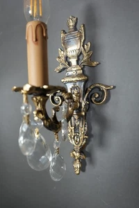 Seltene VINTAGE VIKTORIANISCHE VERZIERTE WAND Kristall verdrahtet Paar KEGEL Applikation - Bild 1 von 12