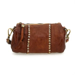 Campomaggi Trunk Shoulder Bag Kura Small Cognac Leather with Rivets C033060ND - Picture 1 of 6