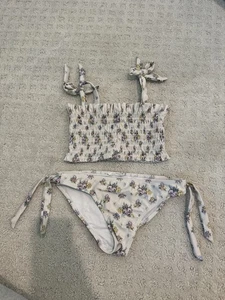 Minnow Swim x Brock Collection Girls Floral Smocked Bikini Size 12 - Picture 1 of 3