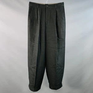 GIORGIO ARMANI Vintage Size 31 Black Linen Pleated Tapered Dress Pants - Picture 1 of 5